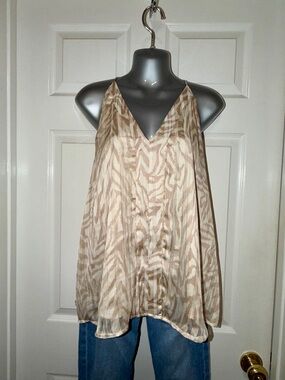 Adrienne Beige Zebra-Print V-Neck Camisole